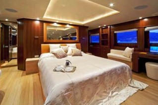The Main deck master suite on motor yacht SOIREE